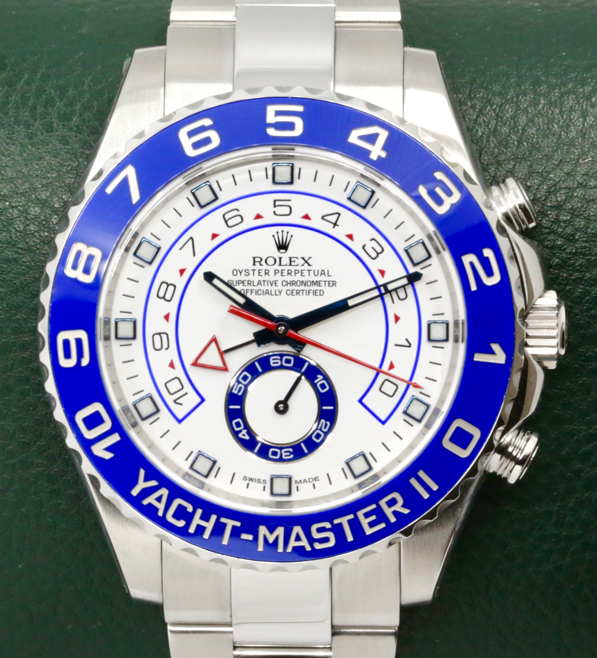 Rolex Yacht-Master II, 44mm, Stainless Steel, Blue Ceramic Bezel, White Index Dial, on Stainless Steel Rolex Oyster Bracelet, Ref. 116680, with Box, Rolex Service Card & Balance of 2 Year Rolex Service Warranty *JUST SERVICED BY ROLEX - PRESENTS AS NEW!!