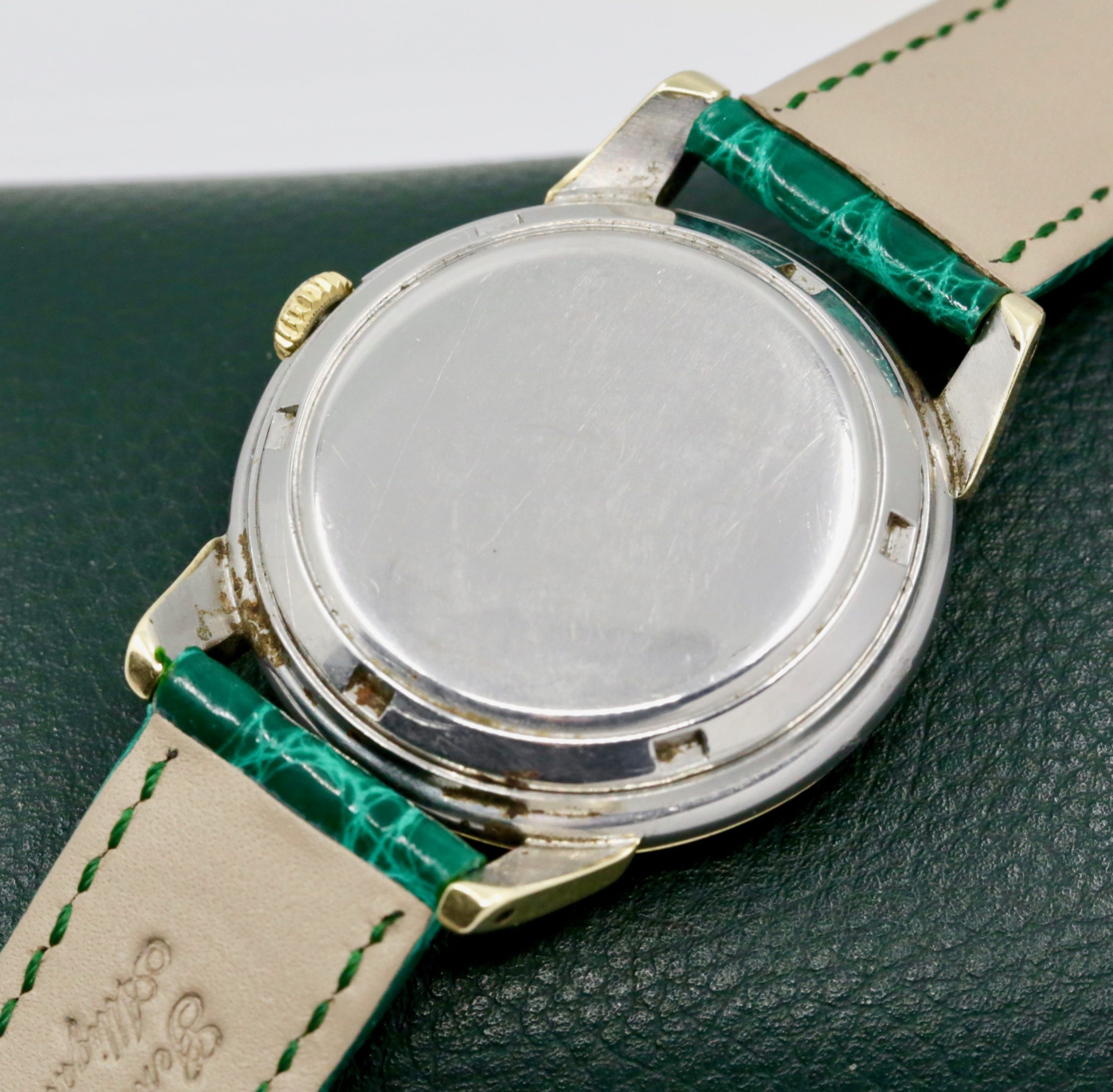 Omega Seamaster ref 2627/6SC bumper auto 1950's date, honeycomb dial, date at 6, calibre 353 with 17 jewels gold capt on stainless steel. - Image 5