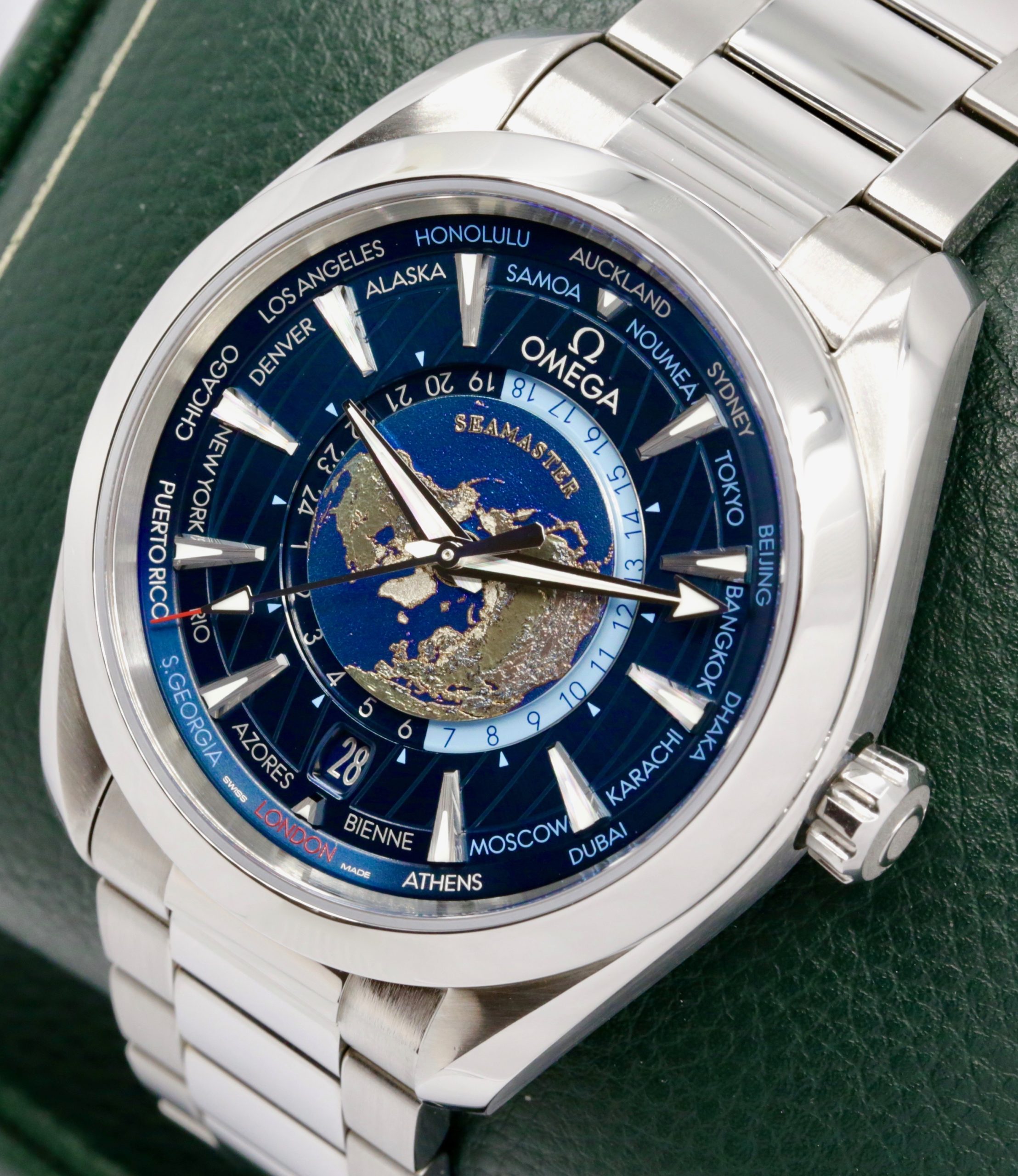 Omega Seamaster Aqua Terra Worldtimer, 43mm, Stainless Steel, Blue Index Dial, on Stainless Steel Omega Bracelet, Ref. 220.10.43.22.03.001, Circa: 2019, with Omega Service Box, Omega Service Invoice & Balance of 2 Yr. Omega Service Warranty - Image 3