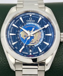 Omega Seamaster Aqua Terra Worldtimer, 43mm, Stainless Steel, Blue Index Dial, on Stainless Steel Omega Bracelet, Ref. 220.10.43.22.03.001, Circa: 2019, with Omega Service Box, Omega Service Invoice & Balance of 2 Yr. Omega Service Warranty