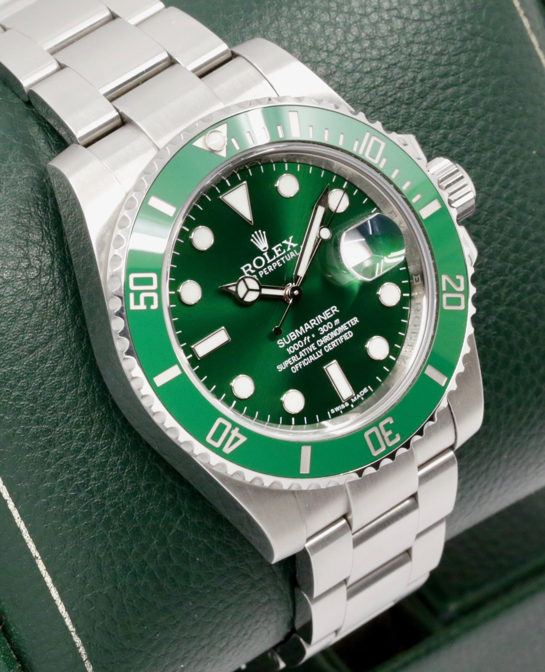 Rolex Submariner Date "HULK", 40mm, Stainless Steel, Green Index Dial, Green Ceramic Bezel, on Stainless Steel Rolex Oyster Bracelet, Ref. 116610LV, Circa: 2011, with Box, Books, & Rolex Warranty Card - Image 2