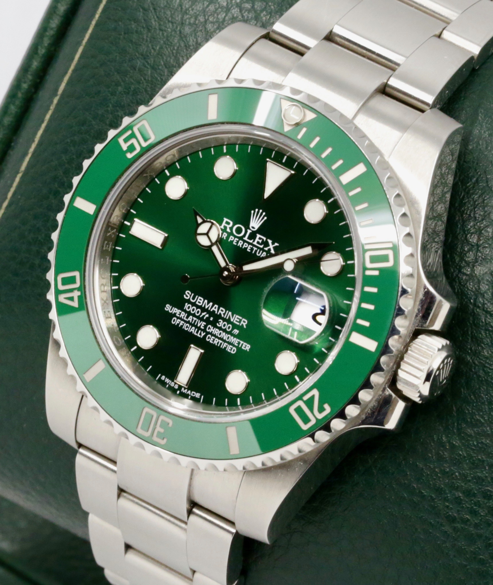 Rolex Submariner Date "HULK", 40mm, Stainless Steel, Green Index Dial, Green Ceramic Bezel, on Stainless Steel Rolex Oyster Bracelet, Ref. 116610LV, Circa: 2011, with Box, Books, & Rolex Warranty Card - Image 3