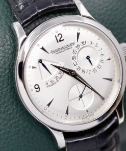Alternative view of Jaeger-LeCoultre Master Control Reserve De Marche, 37mm, Stainless Steel, Silver Index Dial with Date & Power Reserve Display, on Black JLC Alligator Strap with Steel JLC Deployant, Ref.140.8.38.S, Circa: 2009, Box & Papers