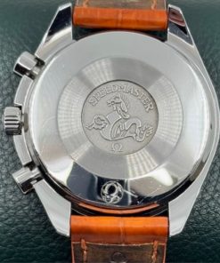 Alternative view of Omega Speedmaster chronograph reduced stainless steel with mother of pearl dial.