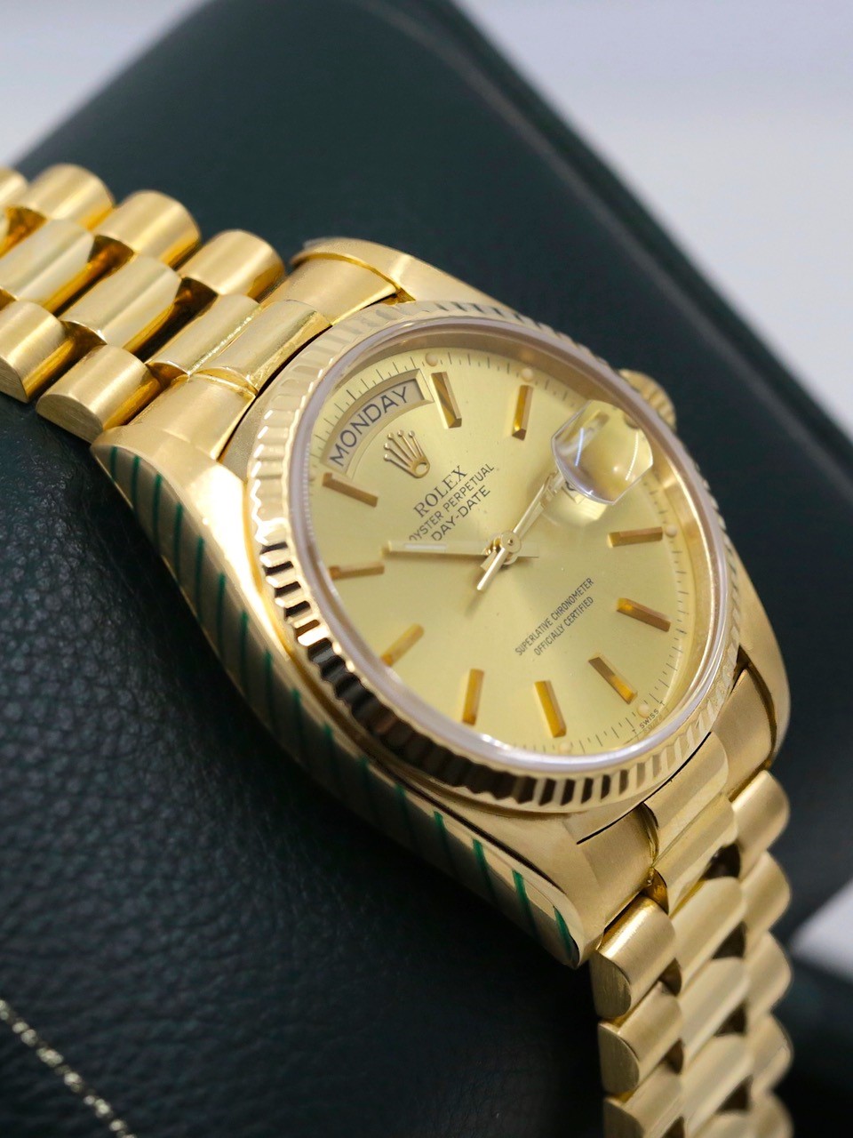 Rolex Day Date 36 in 18ct yellow gold on a 18ct Rolex President Bracelet with a champagne index dial. Ref 18038 Circa.1980, Recently returned from a full service by Rolex Australia - Image 2