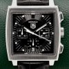 Tag Heuer Monaco chronograph CW2111-0 stainless steel on strap with folding buckle.