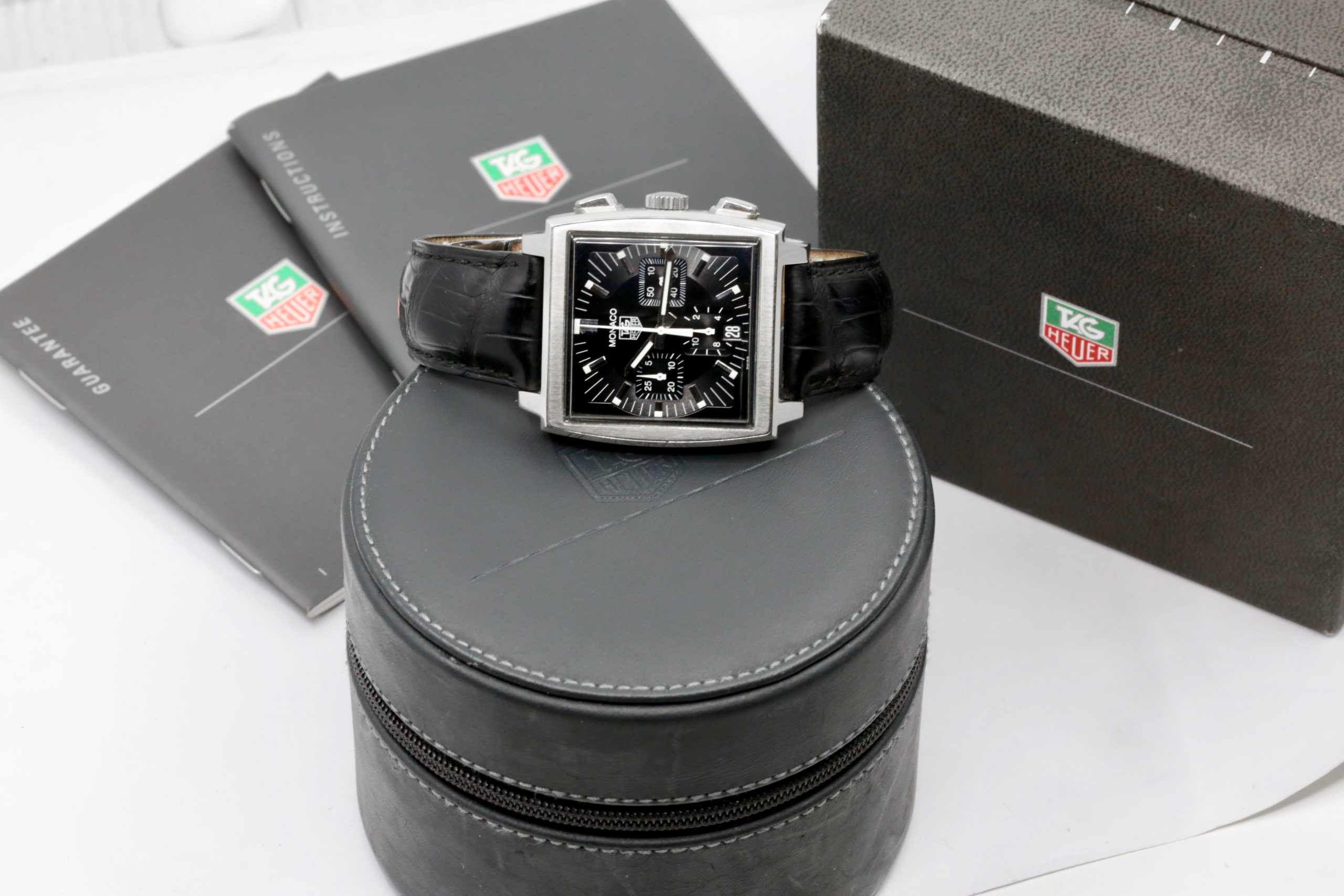 Tag Heuer Monaco chronograph CW2111-0 stainless steel on strap with folding buckle. - Image 7