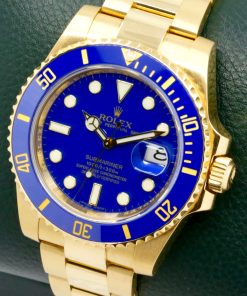 Alternative view of Rolex Submariner Date with RARE "Flat Blue" Dial, in 18ct Yellow Gold, Blue Ceramic Bezel, on 18ct Yellow Gold Rolex Oyster Bracelet, Ref. 116618LB, Circa: 2011, with Box, Books, Swing Tags, & Rolex Warranty Card