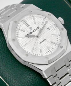 Audemars Piguet Royal Oak, 41mm, Stainless Steel, Silver “Grande Tapisserie” Dial, on Stainless Steel Audemars Piguet Royal Oak Bracelet, Ref. 15400ST, Circa: 2018, with Box, Books, & Audemars Piguet Warranty Card