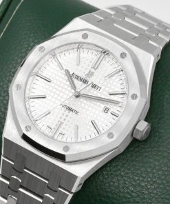 Alternative view of Audemars Piguet Royal Oak, 41mm, Stainless Steel, Silver “Grande Tapisserie” Dial, on Stainless Steel Audemars Piguet Royal Oak Bracelet, Ref. 15400ST, Circa: 2018, with Box, Books, & Audemars Piguet Warranty Card