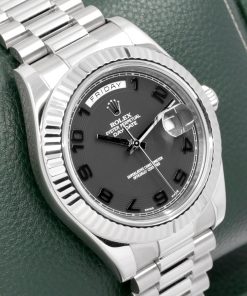 Alternative view of Rolex Day Date II in 18ct White Gold, 41mm, on a 18ct White gold President bracelet, "Blackout" Black Arab Dial, Ref: 218239, Circa. Dec. 2011, with Box, Books, Rolex Warranty Card & Balance of 2 Year Rolex Service Warranty