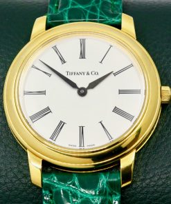Tiffany & Co Mark Resonator Watch, in 18ct Yellow Gold, Silver Roman Dial, on Green Alligator Strap with 18ct Yellow Gold Tiffany & Co Tang Buckle, Ref. 17042408, Circa: 2004, with Book & Warranty Certificate- $5,990 inc GST!!!