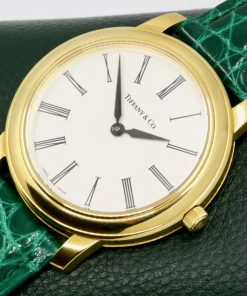 Alternative view of Tiffany & Co Mark Resonator Watch, in 18ct Yellow Gold, Silver Roman Dial, on Green Alligator Strap with 18ct Yellow Gold Tiffany & Co Tang Buckle, Ref. 17042408, Circa: 2004, with Book & Warranty Certificate- $5,990 inc GST!!!