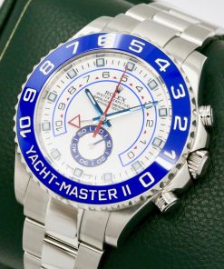 Alternative view of Rolex Yacht-Master II, Stainless Steel, 44mm, Blue Ceramic Bezel, White Index Dial, on Stainless Steel Rolex Oyster Bracelet, Ref. 116680, Circa: 2014 with Box, Books, Rolex Warranty card & Rolex Service card dated 2021