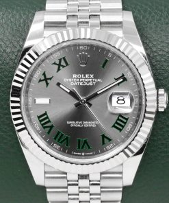 Rolex Datejust 41 "Wimbledon", in Stainless Steel with 18ct White Gold Fluted Bezel, Rhodium Roman Dial, on Rolex Stainless Steel Jubilee Bracelet, Ref. 126334, Circa: 2020, with Box, Book, Green Swing Tag, & Rolex Warranty Card