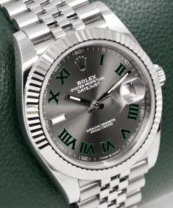 Alternative view of Rolex Datejust 41 "Wimbledon", in Stainless Steel with 18ct White Gold Fluted Bezel, Rhodium Roman Dial, on Rolex Stainless Steel Jubilee Bracelet, Ref. 126334, Circa: 2020, with Box, Book, Green Swing Tag, & Rolex Warranty Card