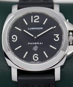 Panerai Luminor Base Logo, 44mm Stainless Steel Case, Black Index & Arab Dial, on Black Panerai Rubber Strap on Stainless Steel Panerai Tang Buckle, Ref. PAM00000, Circa: 2015, with Box books, & Panerai Warranty Card.