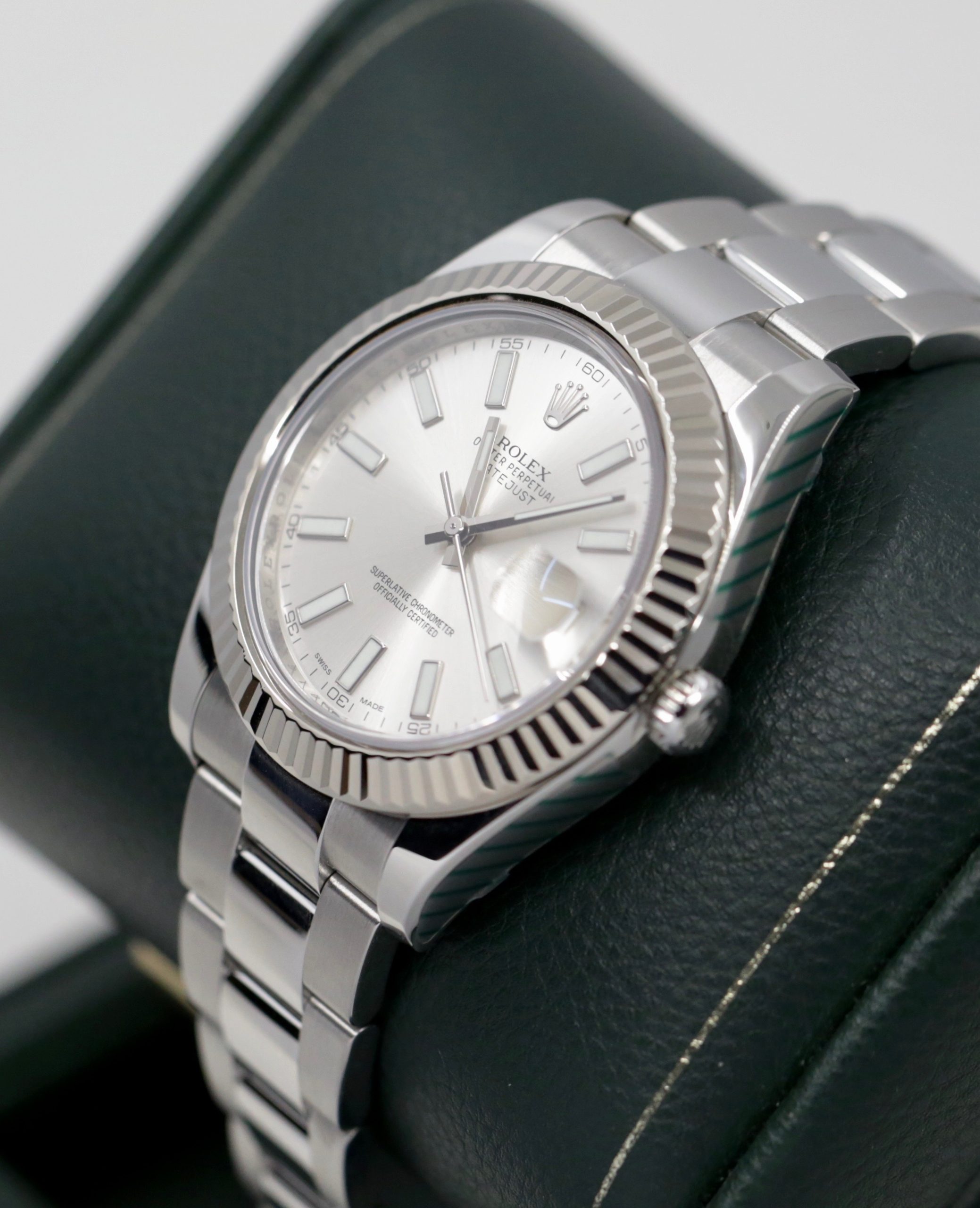 Rolex Datejust II, Stainless Steel, 18ct White Gold Fluted Bezel, Silver Index Dial, Rolex Oystersteel Bracelet, Ref. 116334, Box Book Rolex Warranty Card, Circa: 7/2013, - Image 3
