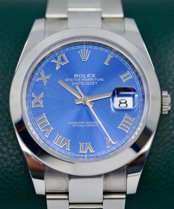 Rolex Datejust 41 ref 126300, Oyster Bracelet, Smooth Bezel Blue Roman dial Ca 2020 watch only, 1 only at $10,780!