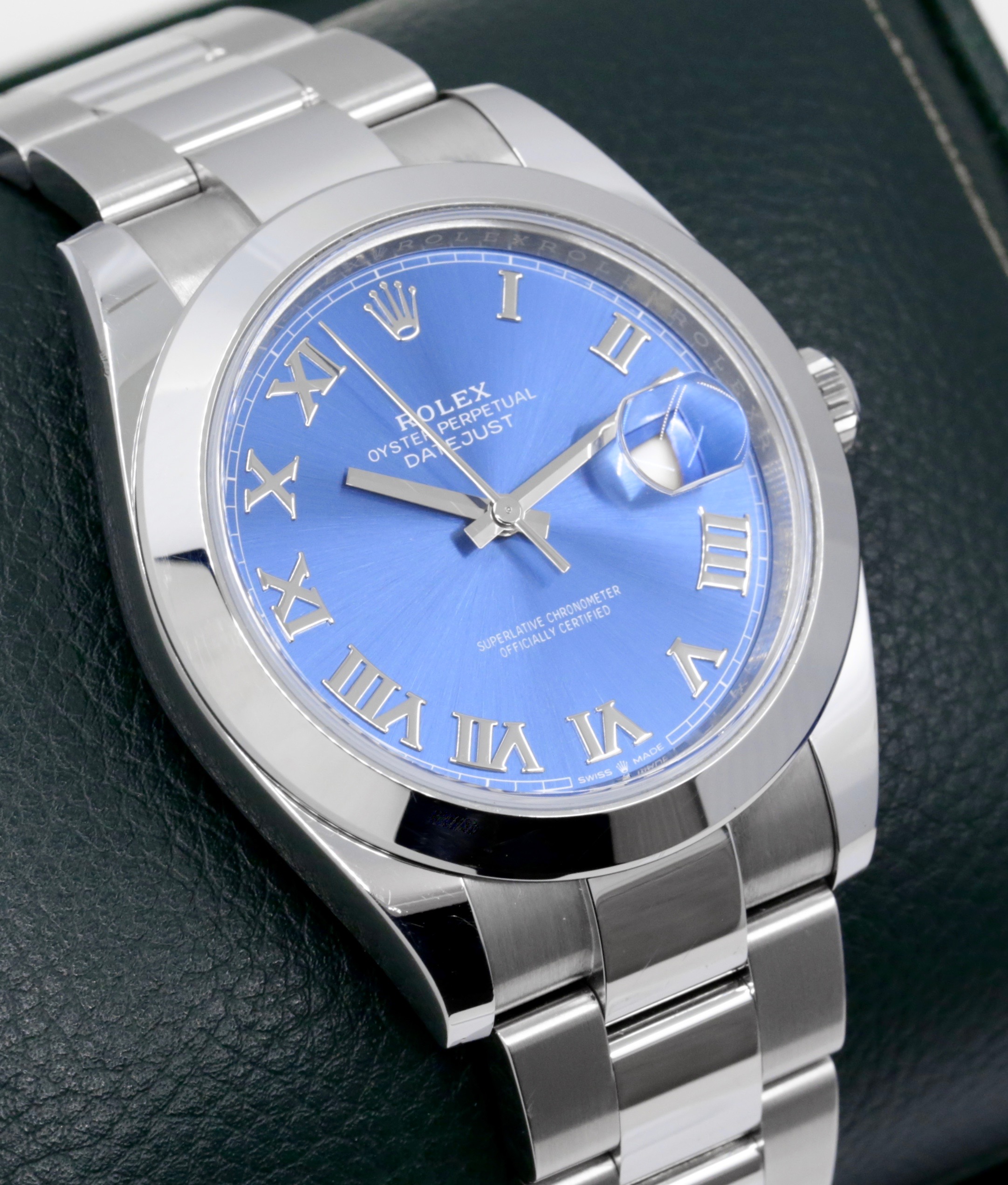 Rolex Datejust 41 ref 126300, Oyster Bracelet, Smooth Bezel Blue Roman dial Ca 2020 watch only, 1 only at $10,780! - Image 2