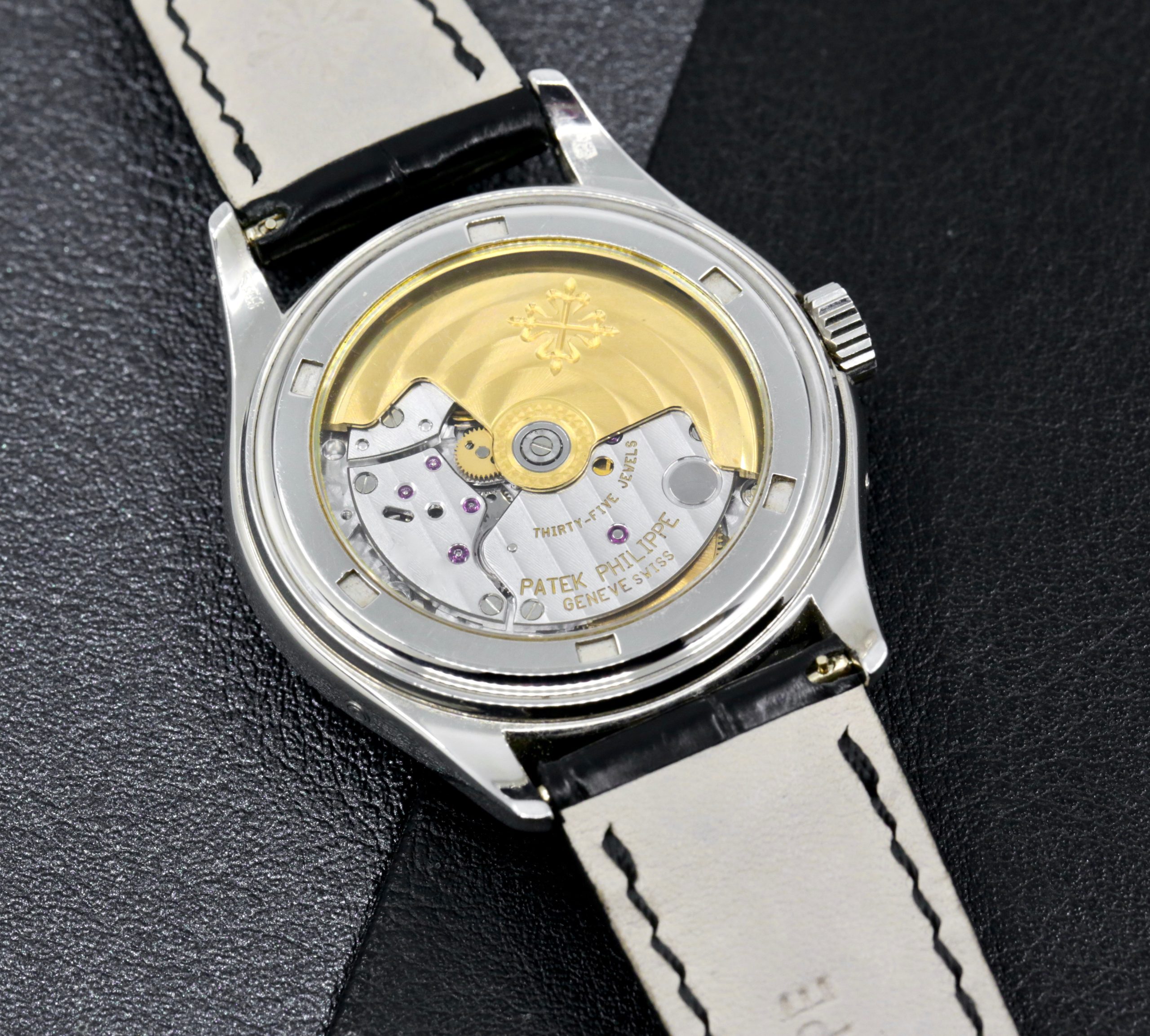 Patek Philippe Annual Calendar, Ref. 5035P, 37mm Platinum Case (0.950PT), Black Roman Dial with Day, Month, Subsidiary Second & Date Display, on Black Patek Philippe Alligator Strap with Platinum Patek Tang Buckle, with Patek Philippe Archive Certificate - Image 5