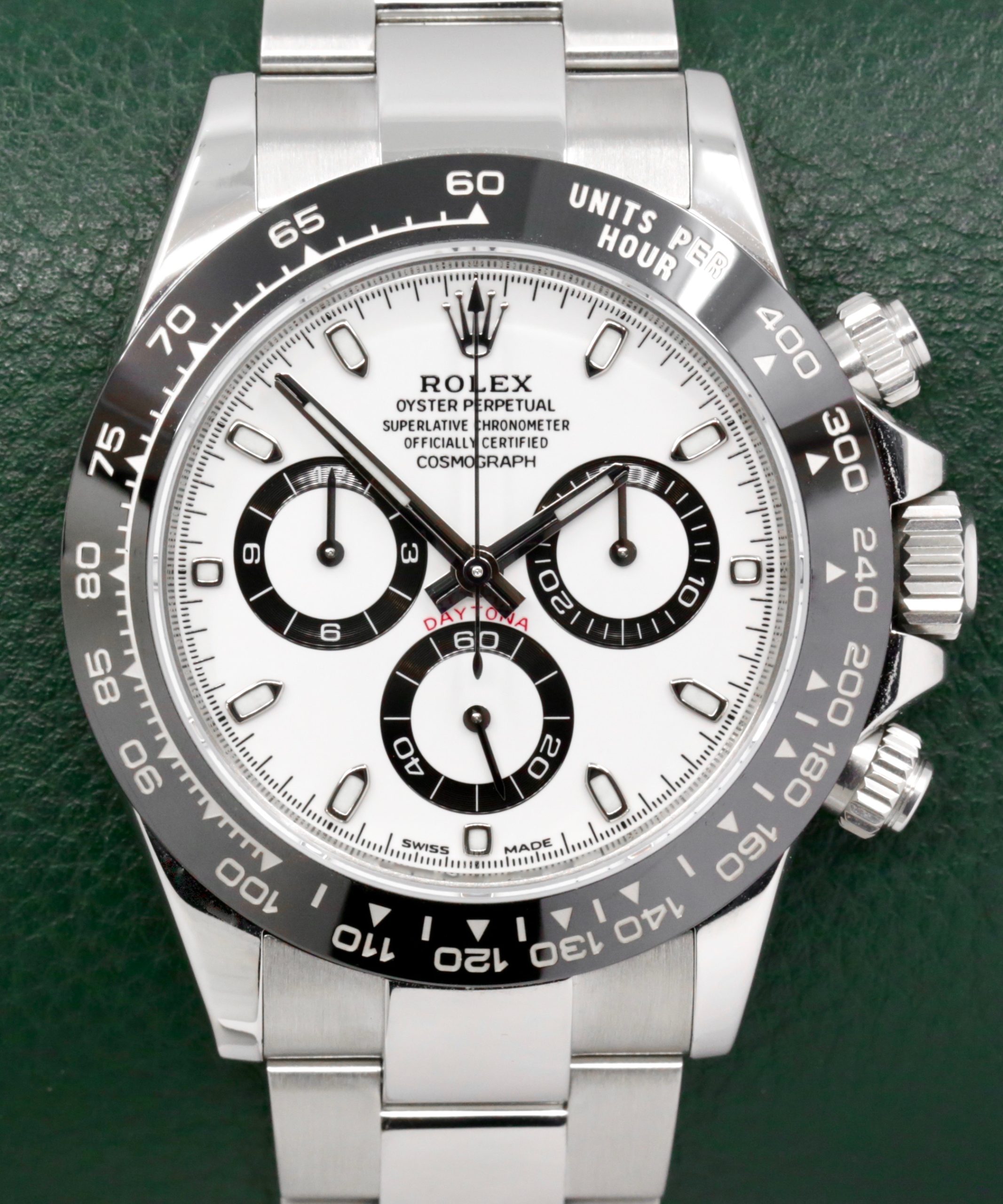 Rolex Cosmograph Daytona "Panda", in Stainless Steel, Black Ceramic Bezel, White Index Dial, on a Rolex Oystersteel Bracelet, Ref: 116500LN, Circa: 2017, Complete with Box, Book, Green & White Tags, Rolex Warranty Card,