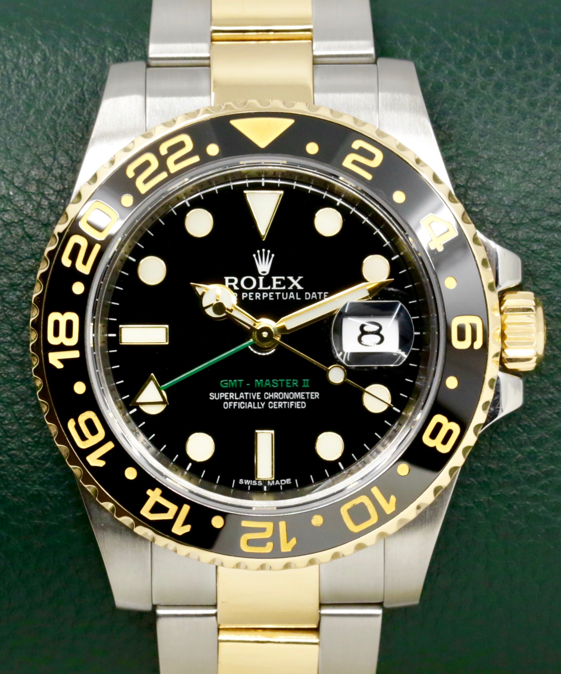 Rolex GMT-Master II, Stainless Steel & 18ct Yellow Gold, Black Ceramic, Black Index Dial, on Stainless Steel & 18ct Yellow Gold Rolex Oyster Bracelet, Ref. 116713LN, Circa: 2011, with Box, Books, Rolex Warranty Card & Rolex Service Card
