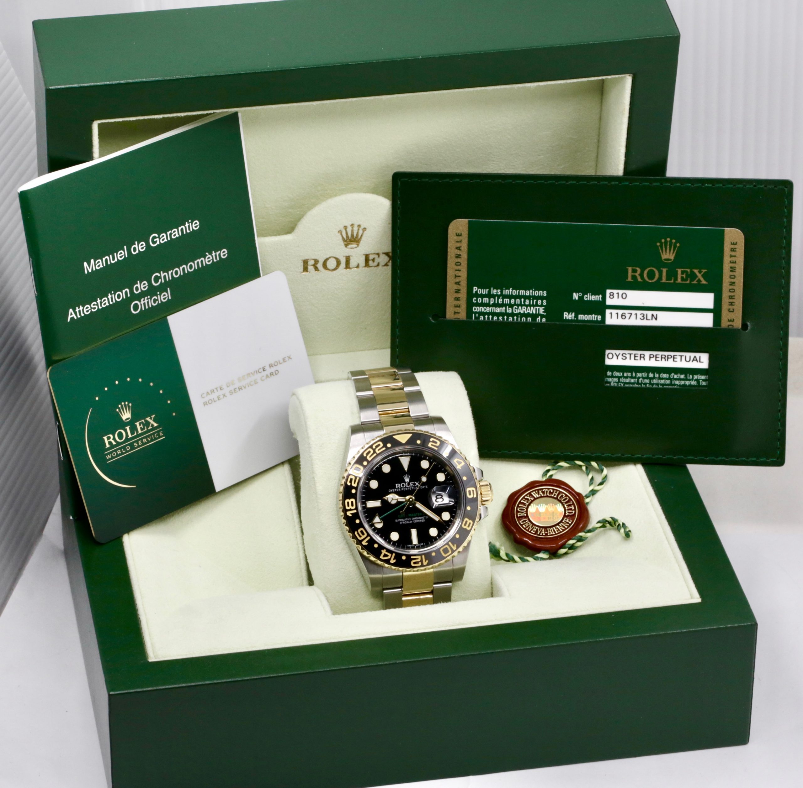 Rolex GMT-Master II, Stainless Steel & 18ct Yellow Gold, Black Ceramic, Black Index Dial, on Stainless Steel & 18ct Yellow Gold Rolex Oyster Bracelet, Ref. 116713LN, Circa: 2011, with Box, Books, Rolex Warranty Card & Rolex Service Card - Image 5