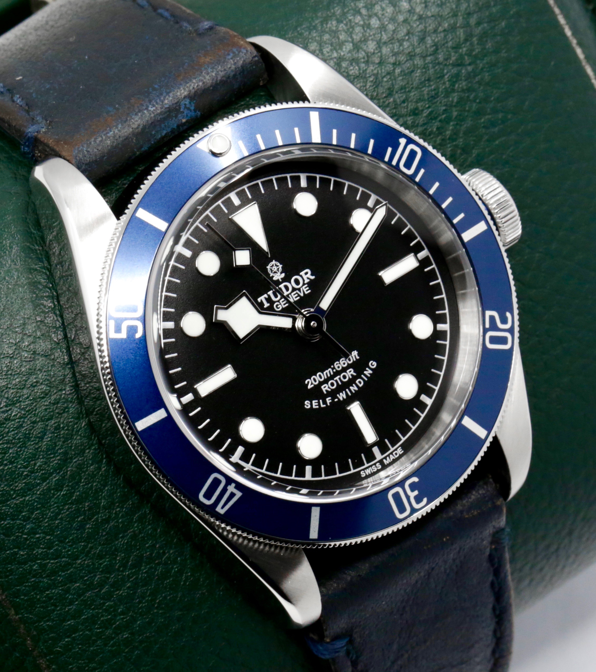 Tudor Heritage Black Bay "Smiley", 41mm Stainless Steel Case, Black Index Dial, Blue Aluminium Bezel, on Black Tudor Leather Strap with Stainless Steel Tudor Deployant, Ref. 79220B, Circa: 2014, Complete with Box, Books, Tudor Warranty Card & Tudor Service Card - Image 3
