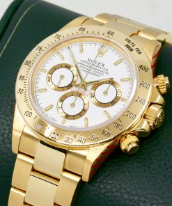 Alternative view of Rolex Cosmograph Daytona, Zenith Movement, in 18ct Yellow Gold, White Index Dial, on 18ct Yellow Gold Rolex Oyster Bracelet, Ref. 16528, Circa: 1995, with Rolex Service Invoice, Rolex Service Card & Balance of 2 Year Rolex Service Warranty