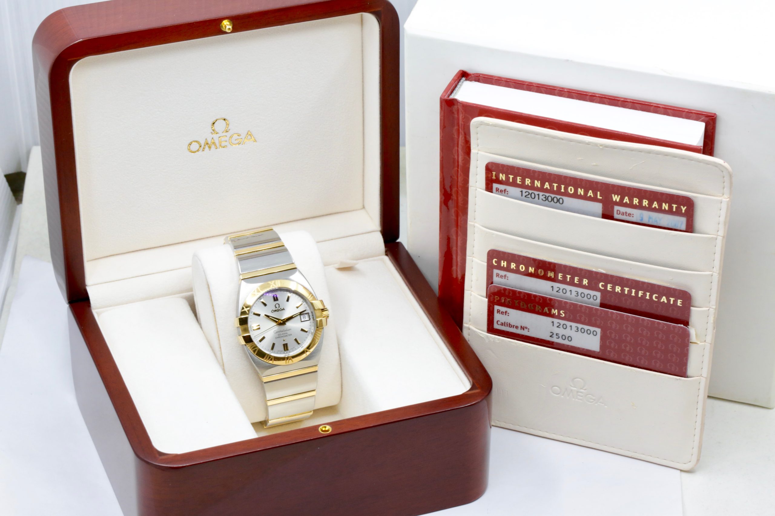 Omega Constellation Double Eagle, Co-Axial Chronometer, in Stainless Steel & 18ct Yellow Gold, Silver Index Dial with Date, on Stainless Steel & 18ct Yellow Gold Bracelet, Ref. 1201.30.00 , Circa: 2007, with Box, Book, Omega Folder & Omega Warranty Cards - Image 7