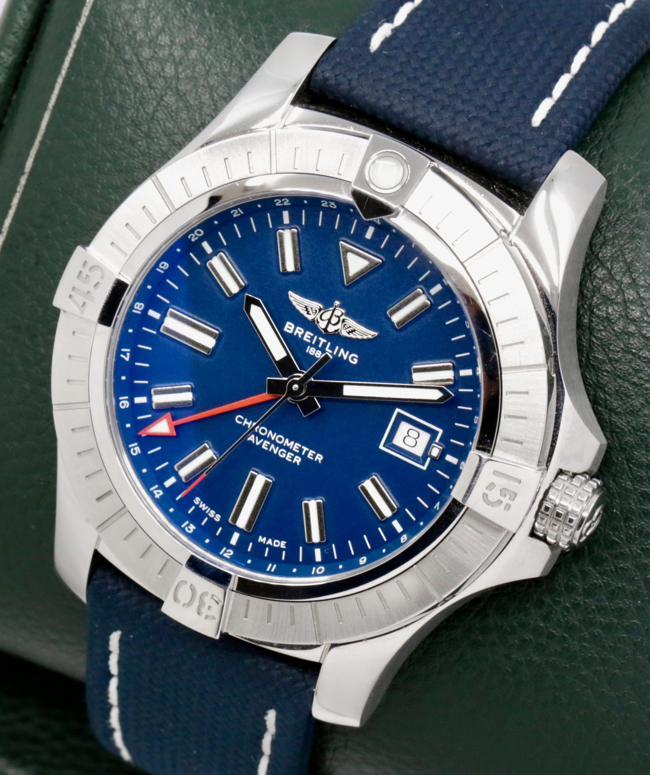 Breitling Avenger Automatic GMT 45, in Stainless Steel, Blue Index Dial with Date, on Blue Breitling Composite Strap with Stainless Steel Breitling Deployant, Ref. A32395, Circa: 2022, with Box & Papers - Image 3