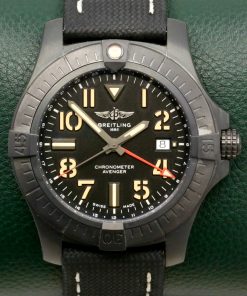 Breitling Avenger Automatic GMT 45 "Night Mission", DLC Coated Titanium Case, Black Arab Dial, Black Breitling Composite Strap with DLC Coated Titanium Breitling Deployant, Ref. V32395, Circa: 2021, with Box & Papers