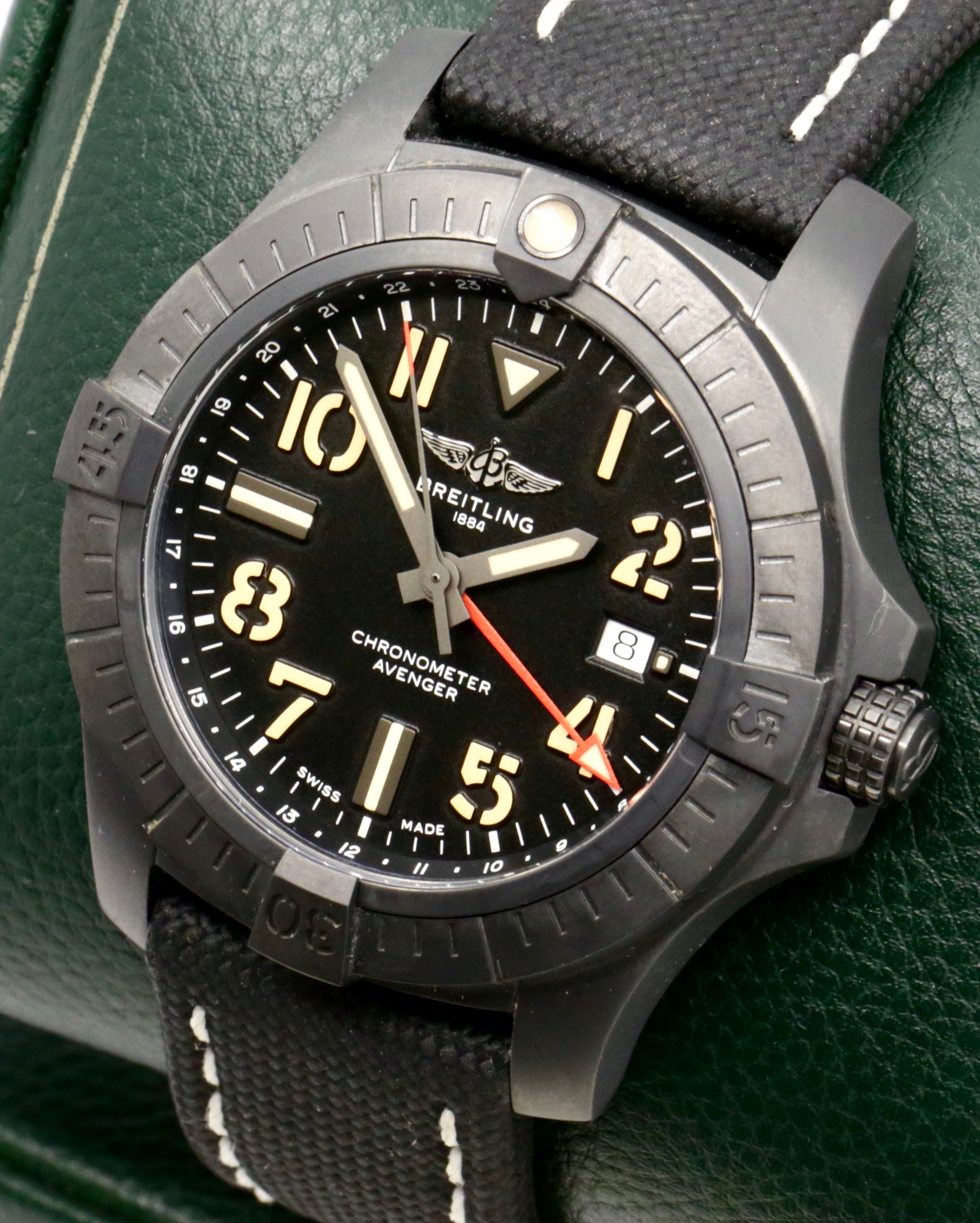 Breitling Avenger Automatic GMT 45 "Night Mission", DLC Coated Titanium Case, Black Arab Dial, Black Breitling Composite Strap with DLC Coated Titanium Breitling Deployant, Ref. V32395, Circa: 2021, with Box & Papers - Image 3
