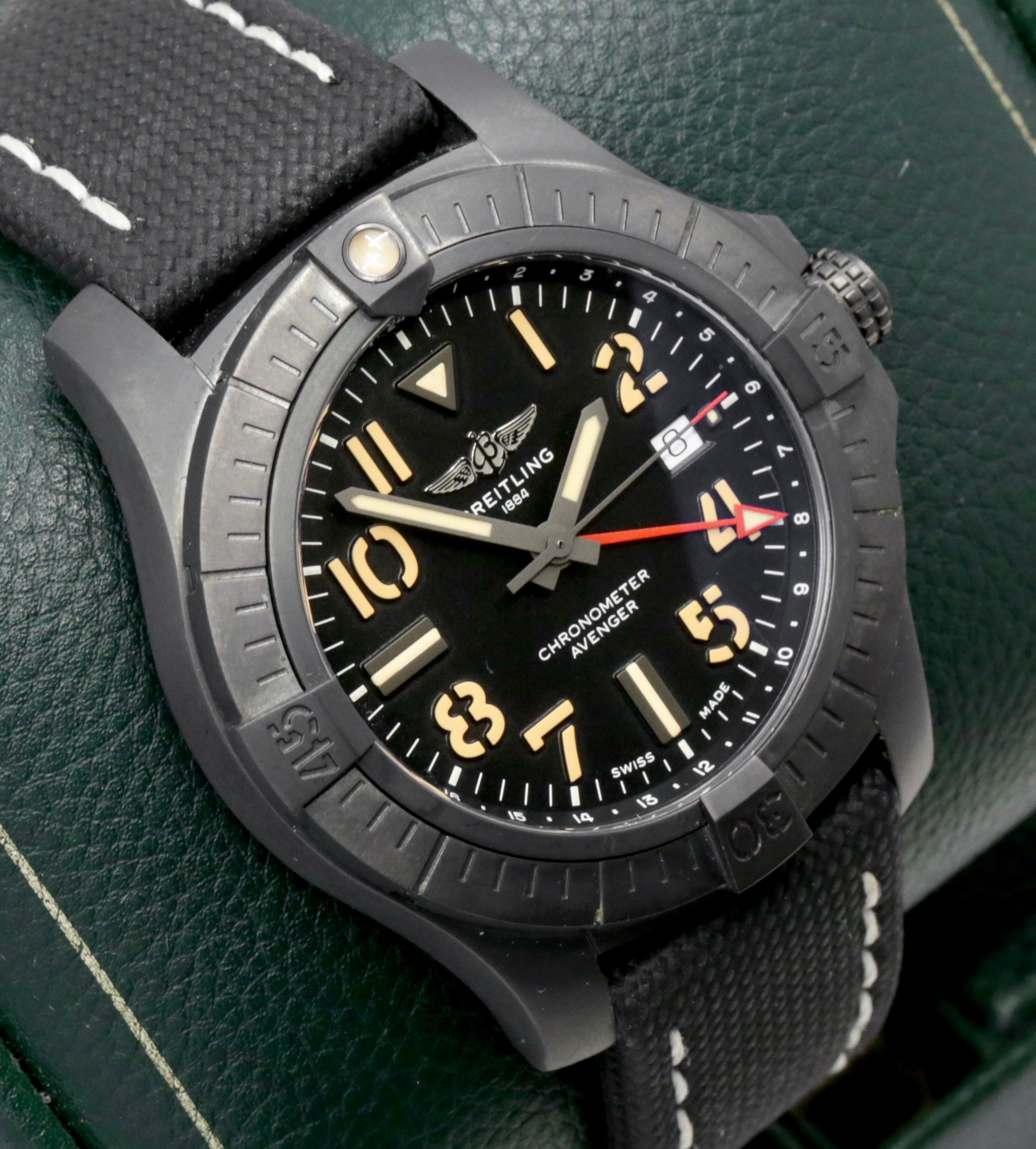 Breitling Avenger Automatic GMT 45 "Night Mission", DLC Coated Titanium Case, Black Arab Dial, Black Breitling Composite Strap with DLC Coated Titanium Breitling Deployant, Ref. V32395, Circa: 2021, with Box & Papers - Image 2
