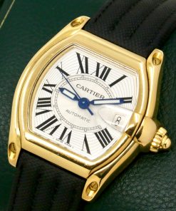 Cartier Roadster Automatic, 18ct Yellow Gold Case, Silver Dial with Roman Numerals, Black Composite Strap with 18ct Yellow Gold Cartier Deployant Clasp, Ref: W62005V2, Box, Book and Cartier Warranty Paper, Ca: 2003
