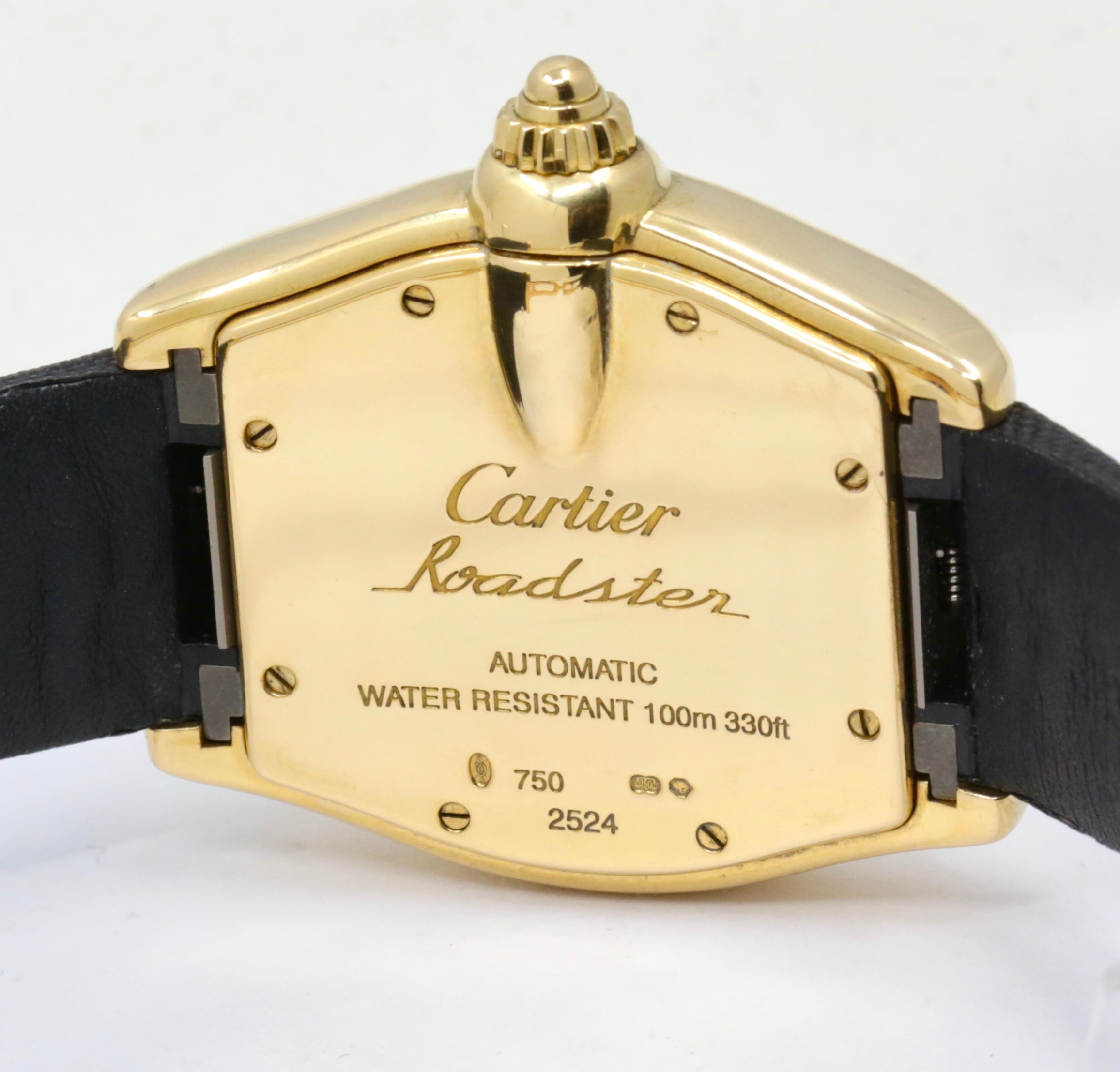 Cartier Roadster Automatic, 18ct Yellow Gold Case, Silver Dial with Roman Numerals, Black Composite Strap with 18ct Yellow Gold Cartier Deployant Clasp, Ref: W62005V2, Box, Book and Cartier Warranty Paper, Ca: 2003 - Image 5