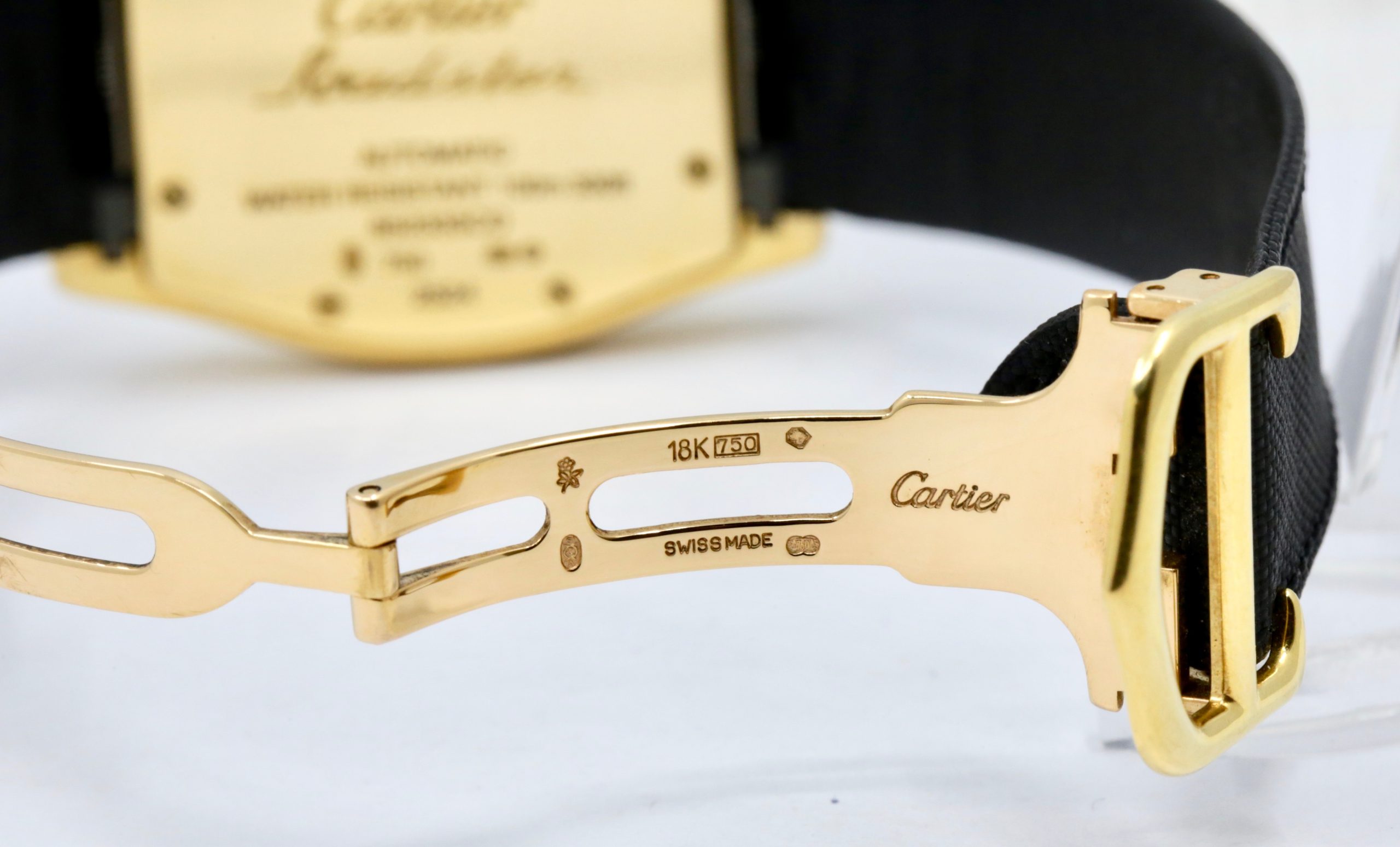 Cartier Roadster Automatic, 18ct Yellow Gold Case, Silver Dial with Roman Numerals, Black Composite Strap with 18ct Yellow Gold Cartier Deployant Clasp, Ref: W62005V2, Box, Book and Cartier Warranty Paper, Ca: 2003 - Image 6