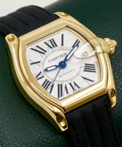 Alternative view of Cartier Roadster Automatic, 18ct Yellow Gold Case, Silver Dial with Roman Numerals, Black Composite Strap with 18ct Yellow Gold Cartier Deployant Clasp, Ref: W62005V2, Box, Book and Cartier Warranty Paper, Ca: 2003