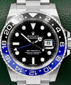 Rolex GMT-Master II "Batman", in Stainless Steel, Black Index Dial, Blue & Black Ceramic Bezel, on Rolex Stainless Steel Oyster Bracelet, Ref. 116710BLNR, Circa: 2014,  with Box, Books, & Rolex Warranty Card
