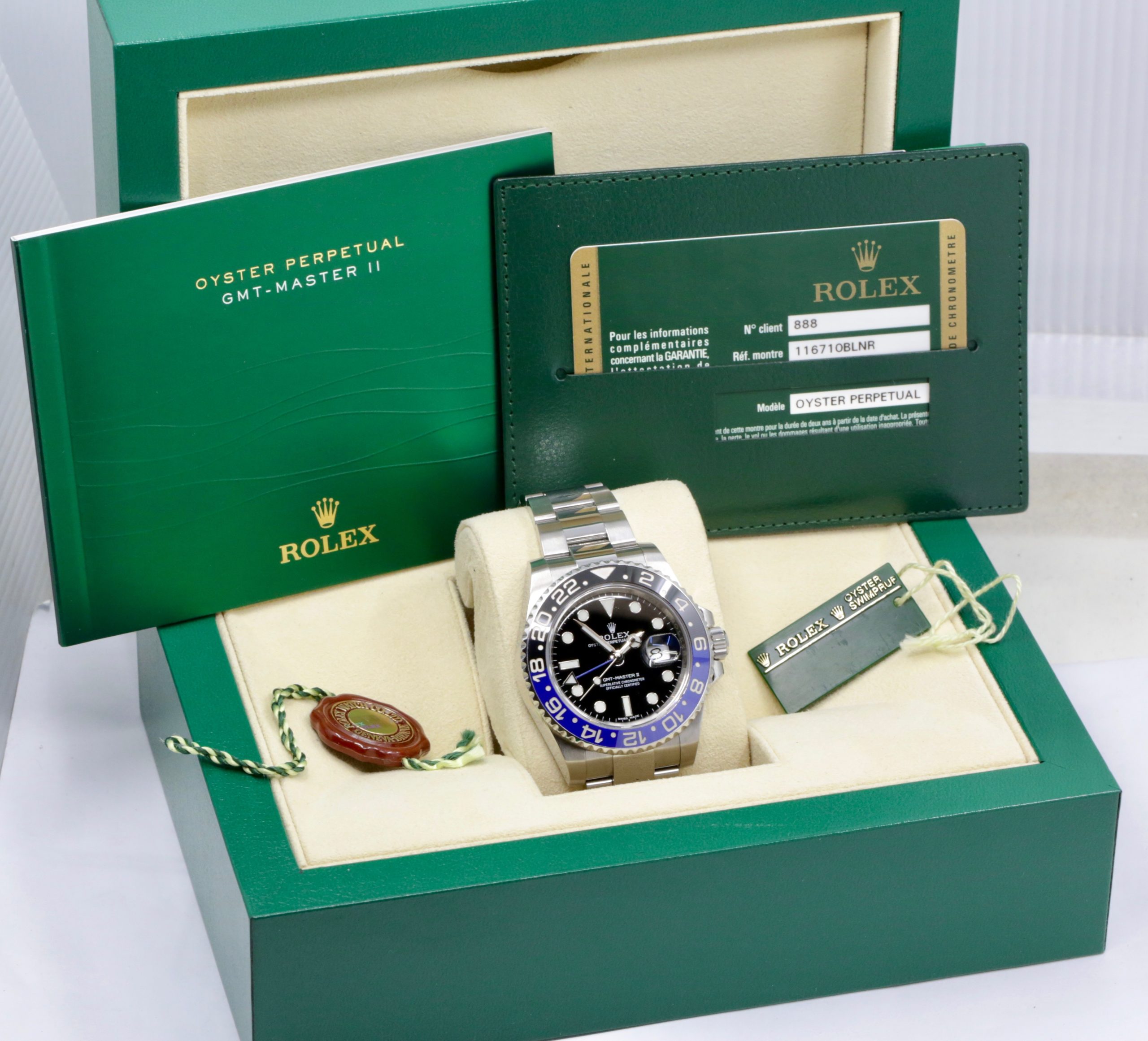 Rolex GMT-Master II "Batman", in Stainless Steel, Black Index Dial, Blue & Black Ceramic Bezel, on Rolex Stainless Steel Oyster Bracelet, Ref. 116710BLNR, Circa: 2014, with Box, Books, & Rolex Warranty Card - Image 7