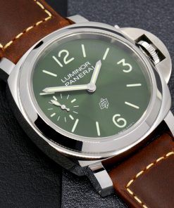 Alternative view of Panerai Luminor Logo, Boutique Exclusive, 44mm Stainless Steel, Green Dial with Arab & Index Markers with Small Seconds, on a Brown Panerai Leather Strap with Stainless Steel Tang Buckle, Ref. PAM01624, Circa: 2025, Complete with Box & Papers - UNWORN!!