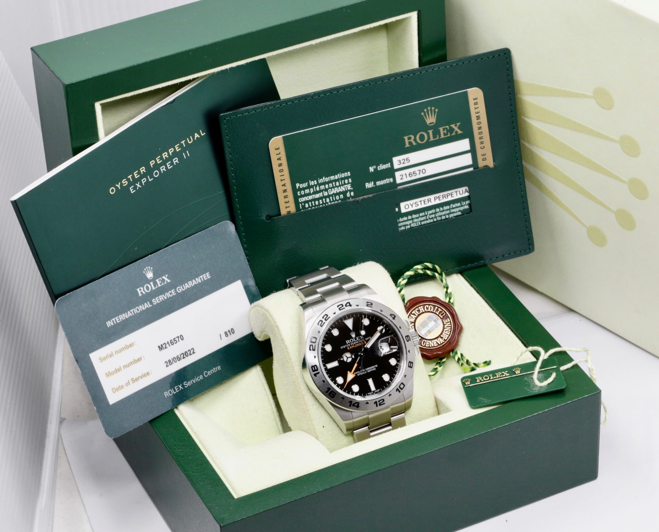 Rolex Explorer II, Stainless Steel, Black Index Dial, on Stainless Steel Rolex Oyster Bracelet, Ref. 216570, Circa: 2013, with Box, Books, Swing Tags, Rolex Service Card & Rolex Warranty Card - Image 7