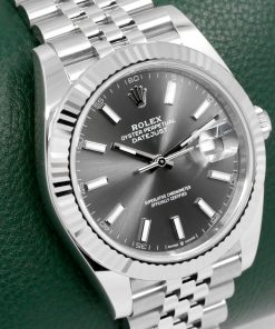 Alternative view of Rolex Datejust 41, Stainless Steel, with 18ct White Gold Fluted Bezel, Slate Index Dial, on Stainless Steel Rolex Jubilee Bracelet, Ref. 126334, Circa: 2025, with Complete with Box, Books, Swing Tag, Rolex Warranty Card & Balance of 5 Year Rolex Factory Warranty