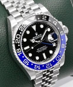 Alternative view of Rolex GMT-Master II “Batgirl”, Stainless Steel, Black & Blue Ceramic Bezel, Black Index Dial, on Stainless Steel Rolex Jubilee Bracelet, Ref. 126710BLNR, Circa: 2019, with Box, Books, Green and White Swing Tags, Rolex Warranty Card
