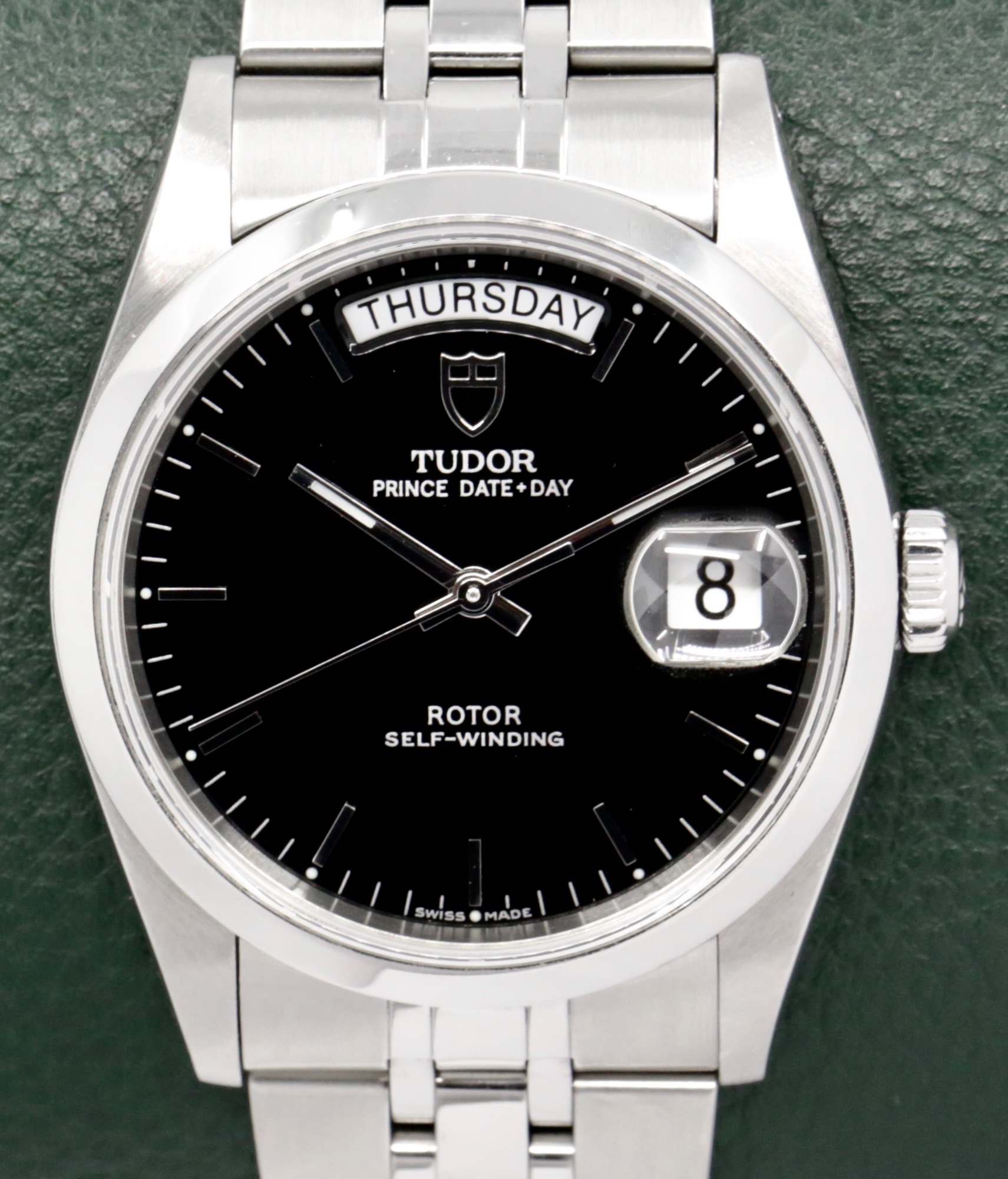 Tudor Oyster Prince Date-Day, in Stainless Steel, Black Gloss index Dial on Stainless Steel Tudor Jubilee Style Bracelet, Ref. 76200, Circa: 2010(est), Watch only - Image 3
