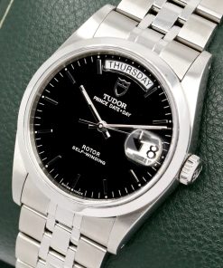 Tudor Oyster Prince Date-Day, in Stainless Steel, Black Gloss index Dial on Stainless Steel Tudor Jubilee Style Bracelet, Ref. 76200, Circa: 2010(est), Watch only