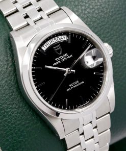 Alternative view of Tudor Oyster Prince Date-Day, in Stainless Steel, Black Gloss index Dial on Stainless Steel Tudor Jubilee Style Bracelet, Ref. 76200, Circa: 2010(est), Watch only