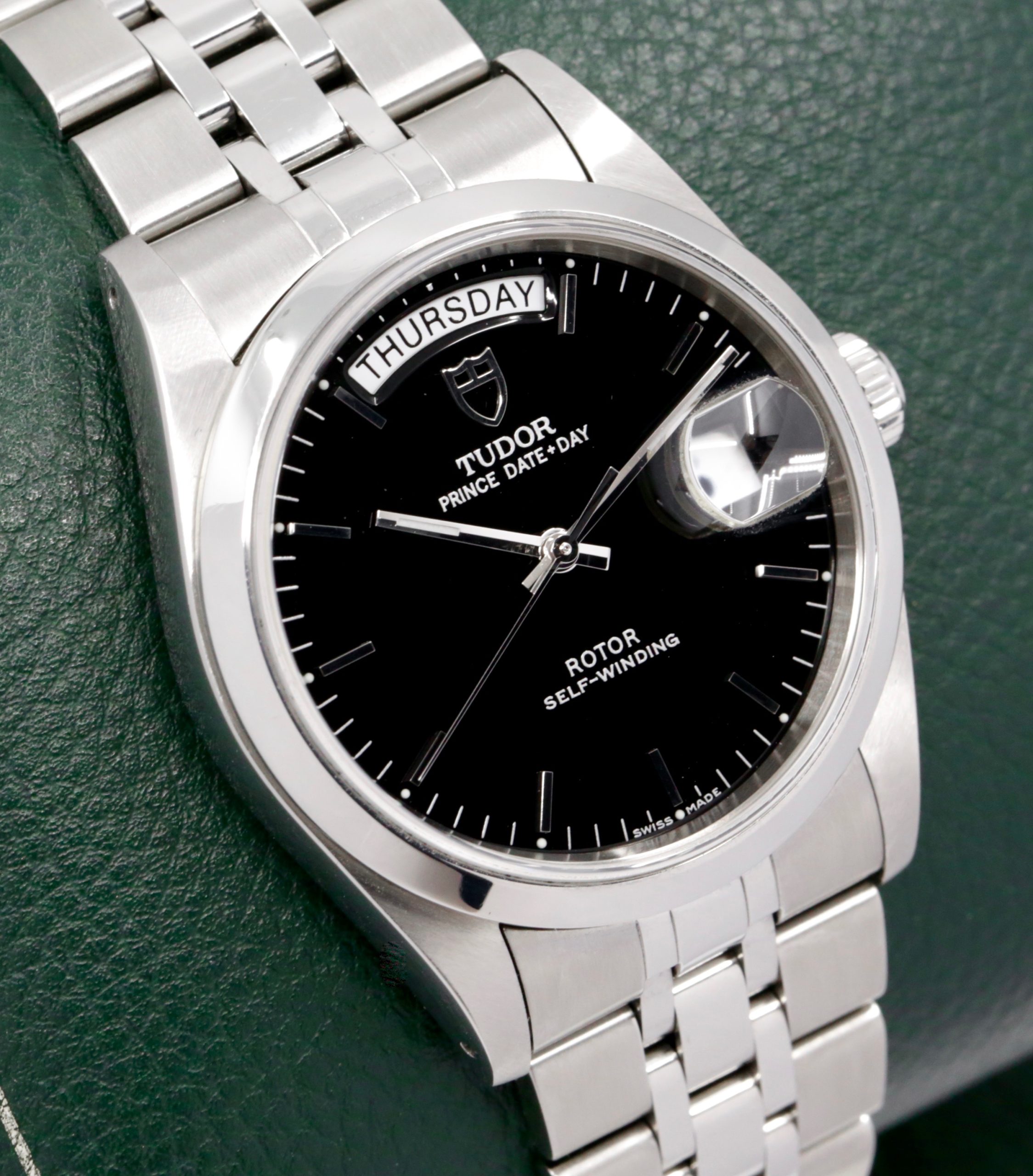 Tudor Oyster Prince Date-Day, in Stainless Steel, Black Gloss index Dial on Stainless Steel Tudor Jubilee Style Bracelet, Ref. 76200, Circa: 2010(est), Watch only - Image 2