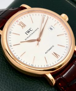 IWC Portofino Automatic in 18ct Rose Gold, Silver‑Tone Matte Index Dial with Date at 3 O’Clock on a IWC Alligator Strap and 18ct Rose Gold Tang Buckle, Ref: IW356504, Ca:2016, with Original Purchase Receipt